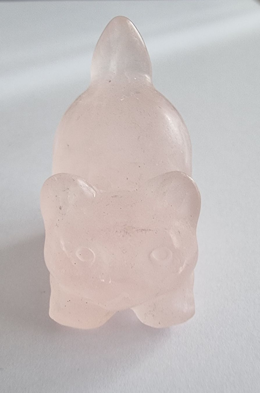 Statuette: Rosenquarz Katze Statue / Figur – Nuovo e nell'imballaggio originale da Menziken venduto da Mirager