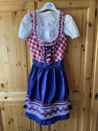 Dirndl Kleid rot weiss kariert mit Bluse gebraucht