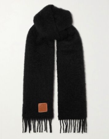 Loewe Schal  aus Mohair und Wolle in Schwarz