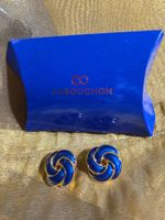 Vintage w-schöne Clips v. Cabouchon in Royalblau + Goldglanz
