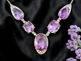Vintage Amethyst - Diamant - Collier, Italien um 1990