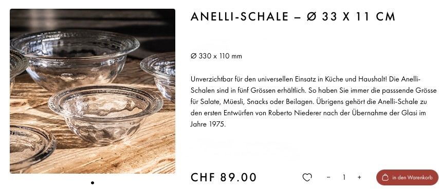 Glasi Hergiswil Ciotole: Salatschale 33X11 Cm – Usato da Zürich venduto da raf5rif