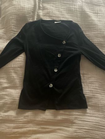 Pull JDY noir avec boutons, matière côtelée, taille S