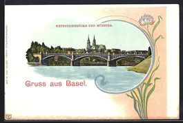Basel, Wettsteinbrücke und Münster, Ju