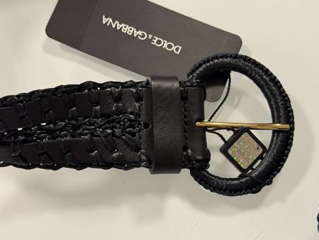 D&G Woven Black Leather Belt Size 75 New