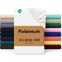 Fixleintuch 160 x 200 cm Weiss – Mikrofaser, 35 cm Tiefe