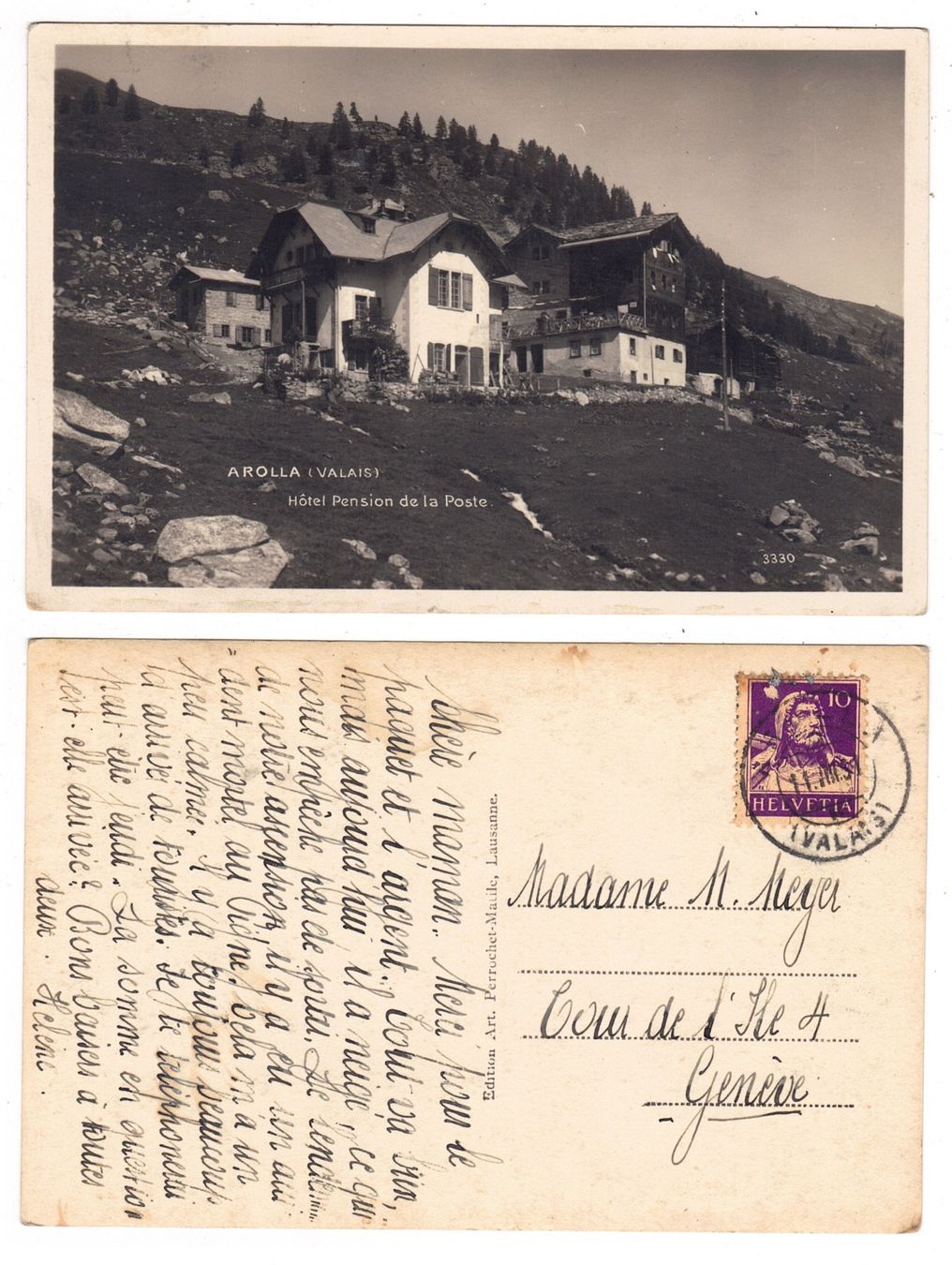 Cartoline postali: Arolla, Hôtel-Pension de la Poste – Usato da La Tour-de-Peilz venduto da amjust