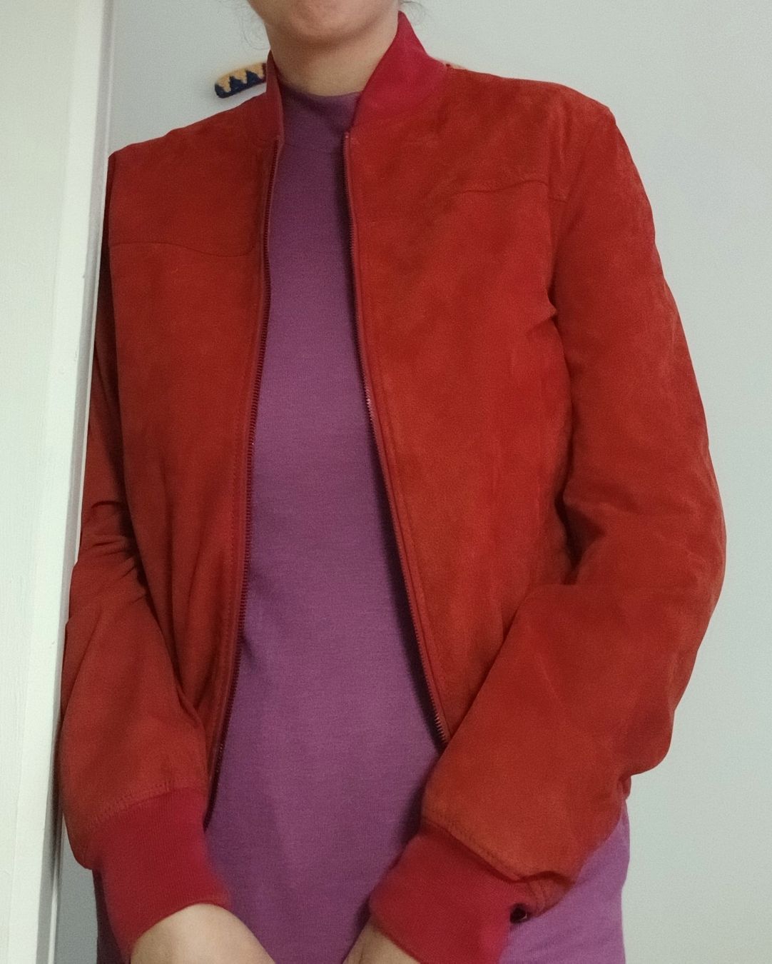 Giacche: Orciani Leather Velour Red Bomber Jacket IT 44 – Nuovo (secondo la descrizione) da Wil SG venduto da tre_g2l7 8