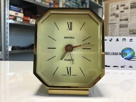 Swiza Tischuhr Quartz, Goldfarben, Vintage