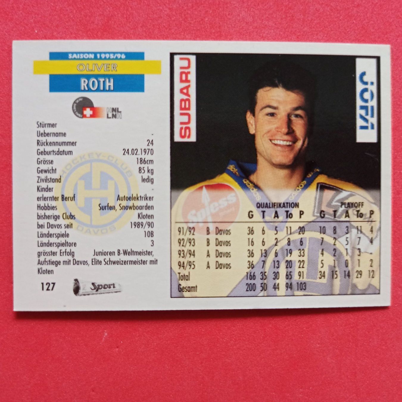 Sammelbilder & Trading cards: Oliver Roth - HC DAVOS CARD - 1995/96 – Gebraucht aus Dübendorf von kb86_MOVIE 1