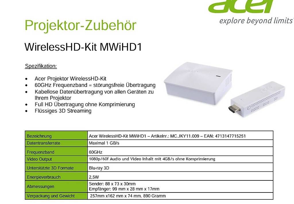 Proiettori: Acer Wireless HD Kit für Projektor – Usato da Obfelden venduto da Tigrouneophyte01 4
