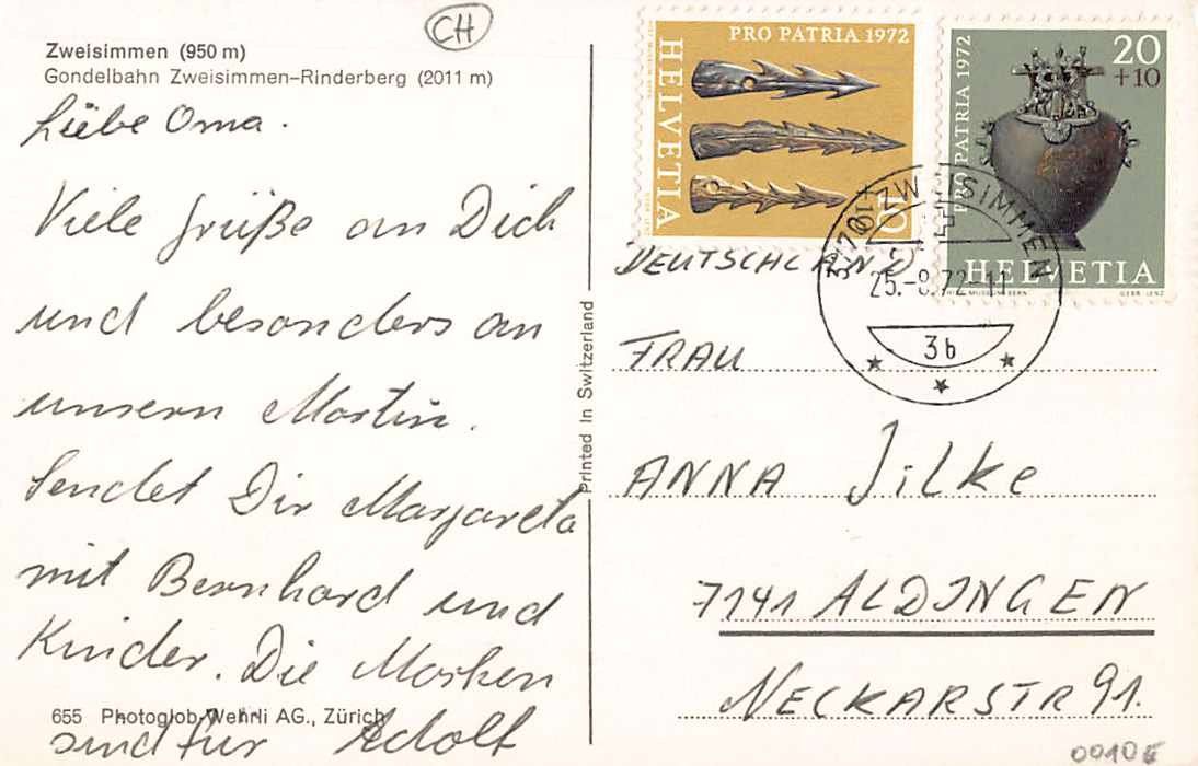 Cartoline postali: EIER-Gondelbahn von ZWEISIMMEN BE – Usato da Lufingen venduto da philatelieshop 1