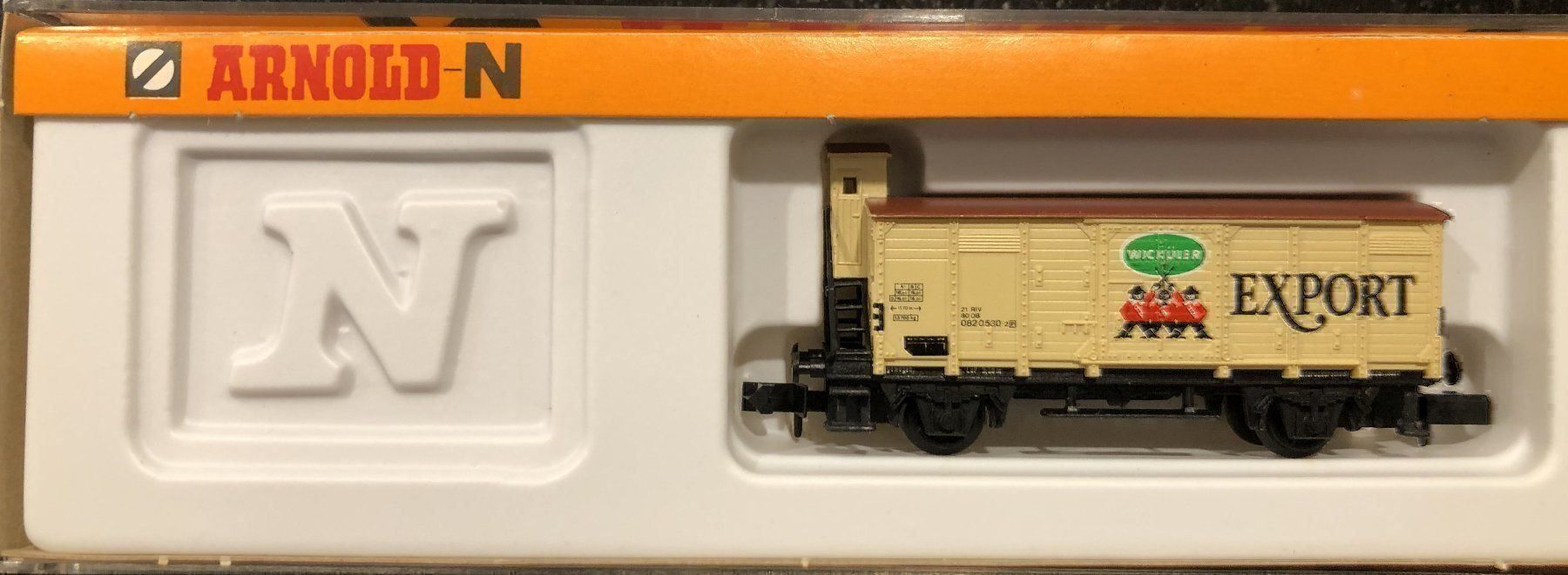 Arnold Modellini di ferrovie: Arnold 4286 Bierwagen Wicküler EXPORT N – Nuovo e nell'imballaggio originale da Burgdorf venduto da Gedora