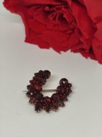 Vintage Granat Brosche, Böhmischer Granatschmuck, 2.94 g