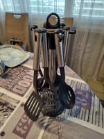 Küchenhelfer Set mit Ständer Edelstahl schwarz gebraucht