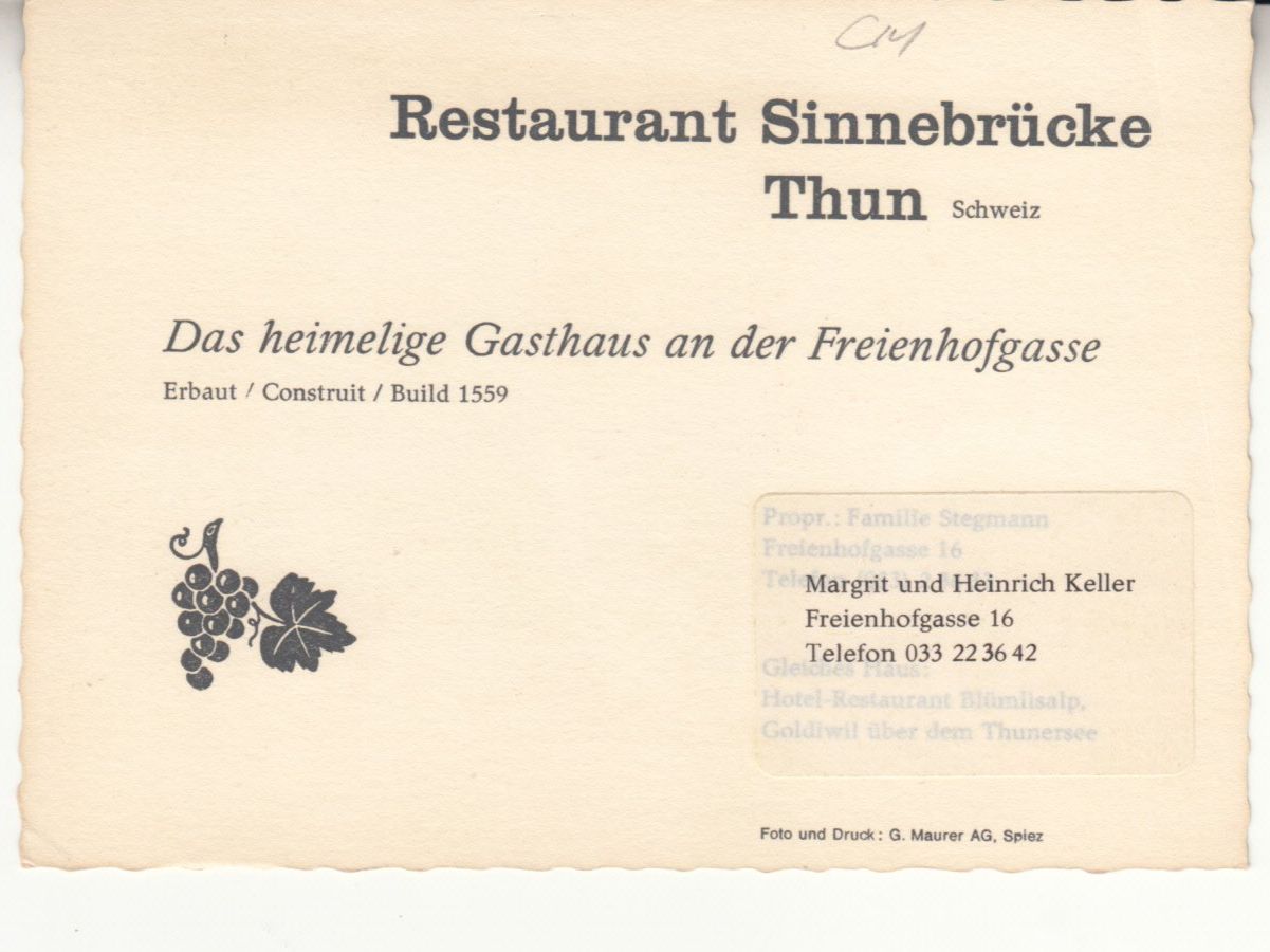 Cartes postales: Thun Sinnebrücke ca. 1960 – D'occasion à Bürglen TG par StampGraf 1