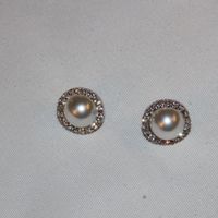 Boucles d'oreilles clips perle et strass, élégantes✨