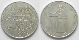 Schweiz GLARNER KANTONAL SCHÜTZENFEST SCHWANDEN 1968 Silber