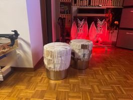 2 Hsndarbeit Hocker aus Geiss fell Lieferung gratis