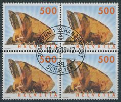 2005 - Mineralien - Viererblock - Ersttag Stempel ET