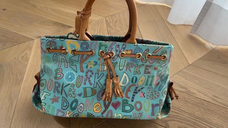 Borsa Dooney & Bourke fantasia lettere turquoise cuoio usato