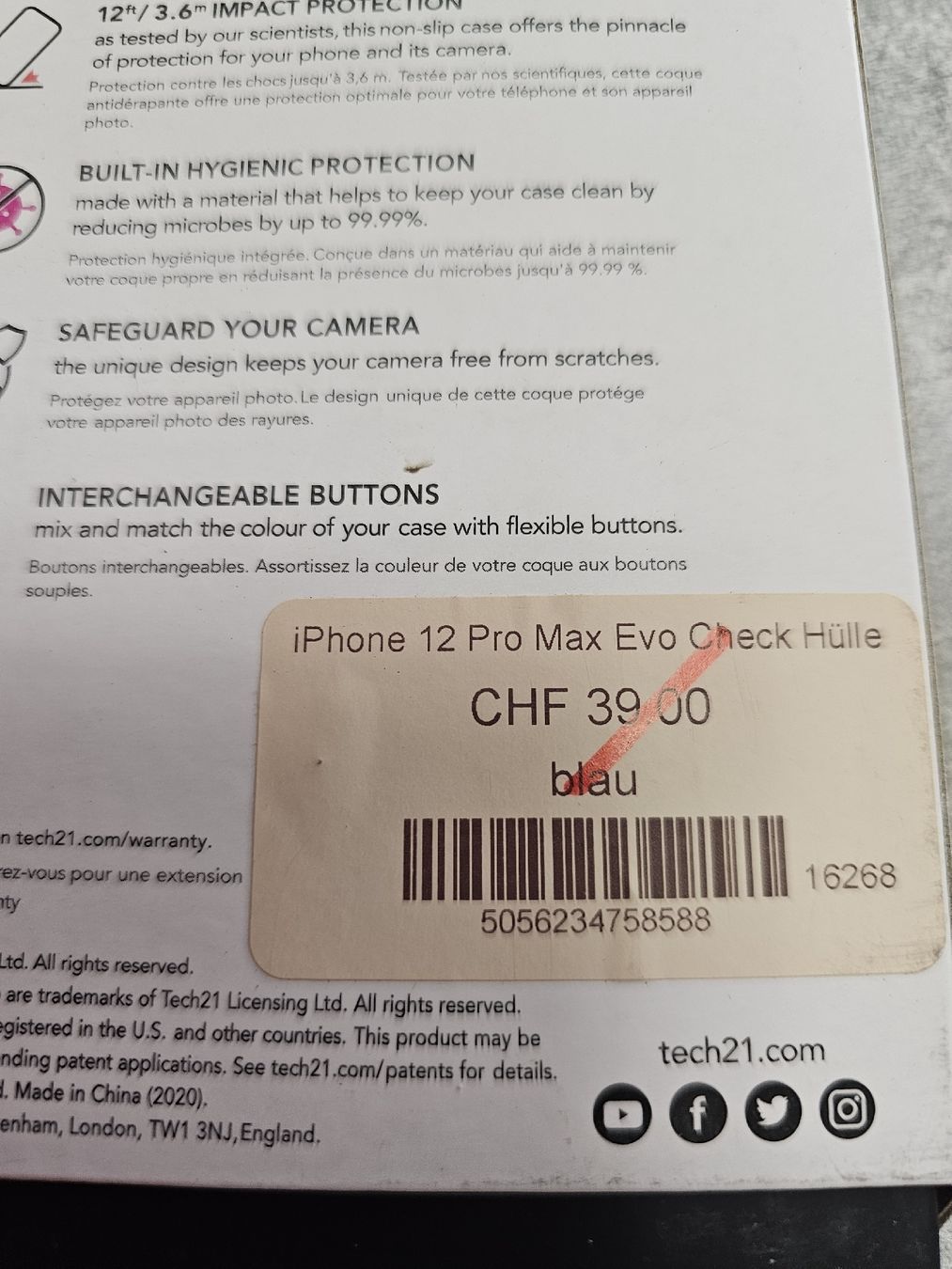 Apple Cover & Protezioni schermo: iPhone 12 Pro Max Evo Check Hülle - Blauer Schutz – Nuovo e nell'imballaggio originale da Herzogenbuchsee venduto da tgi_rln7 1
