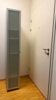 Tall slim wardrobe / Schrank Metall Glas matt mit Rollen