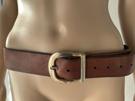 Ledergürtel braun mit Muster und Metallschnalle gebraucht