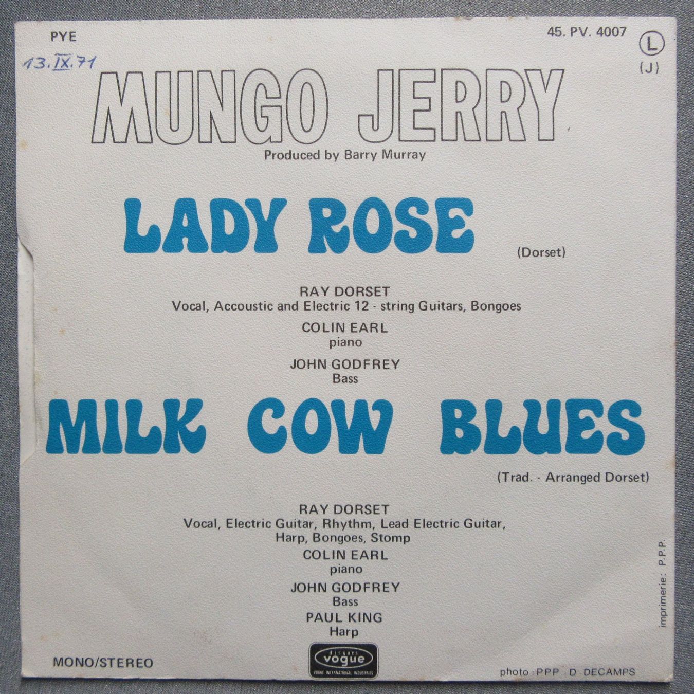 Dischi in vinile: Lady Rose - Mungo Jerry - Single ab CHF 4.00 – Usato da Auenstein venduto da Padabimbim 1