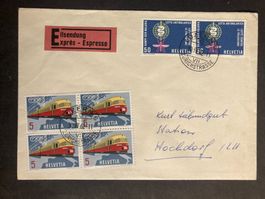 Schweiz 1962 Eilsendung 4er TEE+2xMalaria Luzern 6