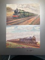 1927,  zwei Postkarten, England, Thema ‚Eisenbahn‘