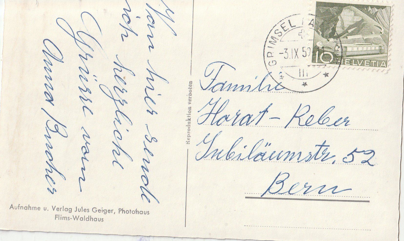 Cartoline postali: Grimsel passhöhe um 1957 – Usato da Lumbrein venduto da made02 1