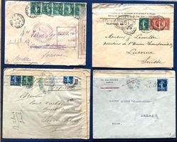 1915 -16 France -Frankreich 4 Briefe mit Zensur nach Schweiz