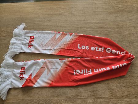 Blick Fan Schal rot weiss mit Schriftzug neu