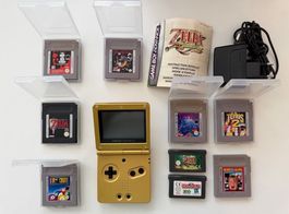 Nintendo Game Boy Advance SP Gold Konsole mit Spielen