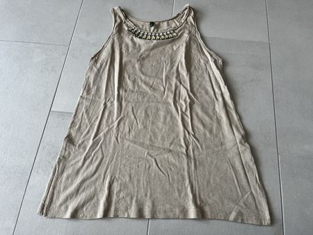 Top mit Strass Benetton taupe XS neu