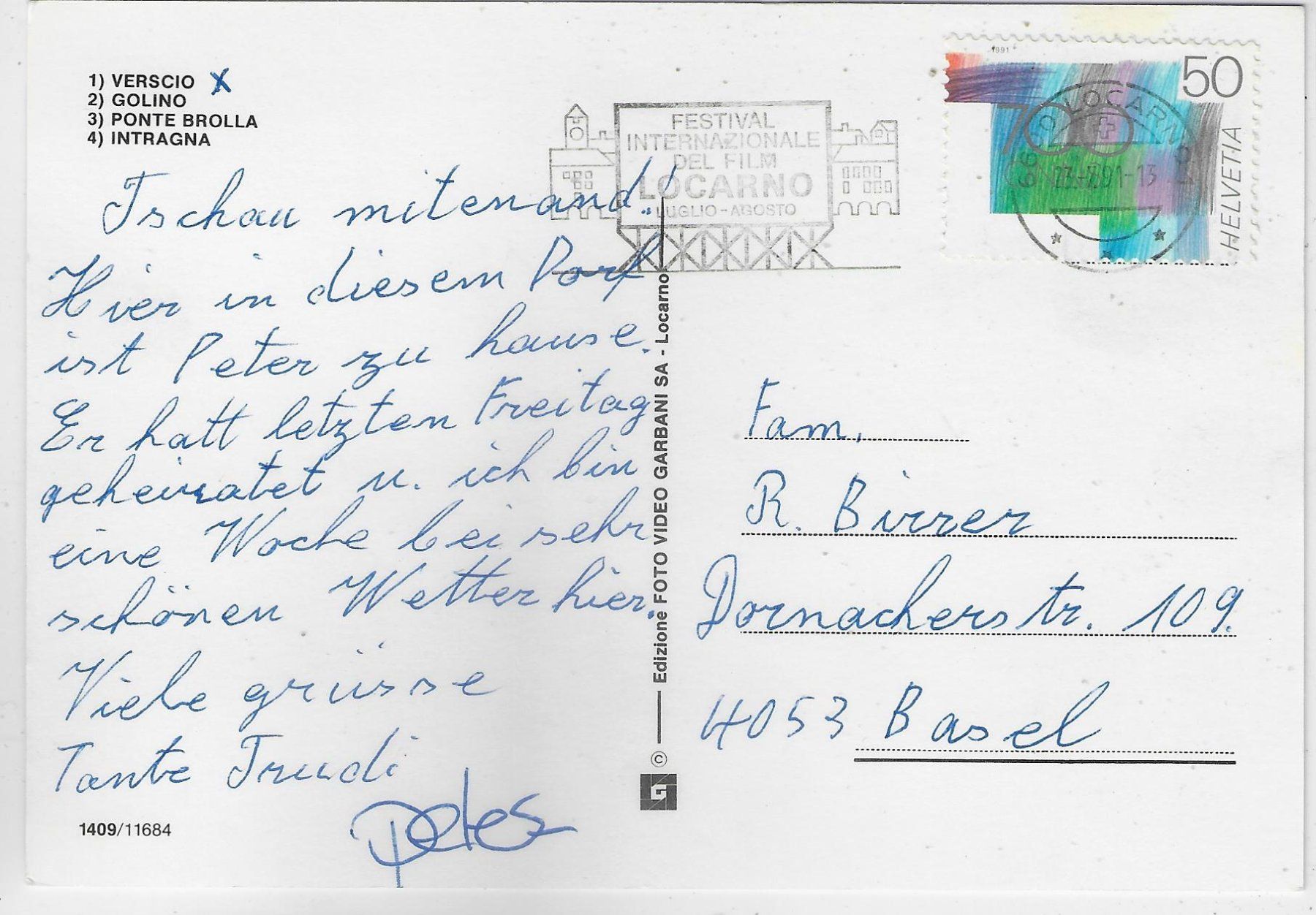 Cartoline postali: Verscio, Golino, Ponte Brolla, Intragna - Bahn Train – Usato da Ettingen venduto da Kartenplanet 1
