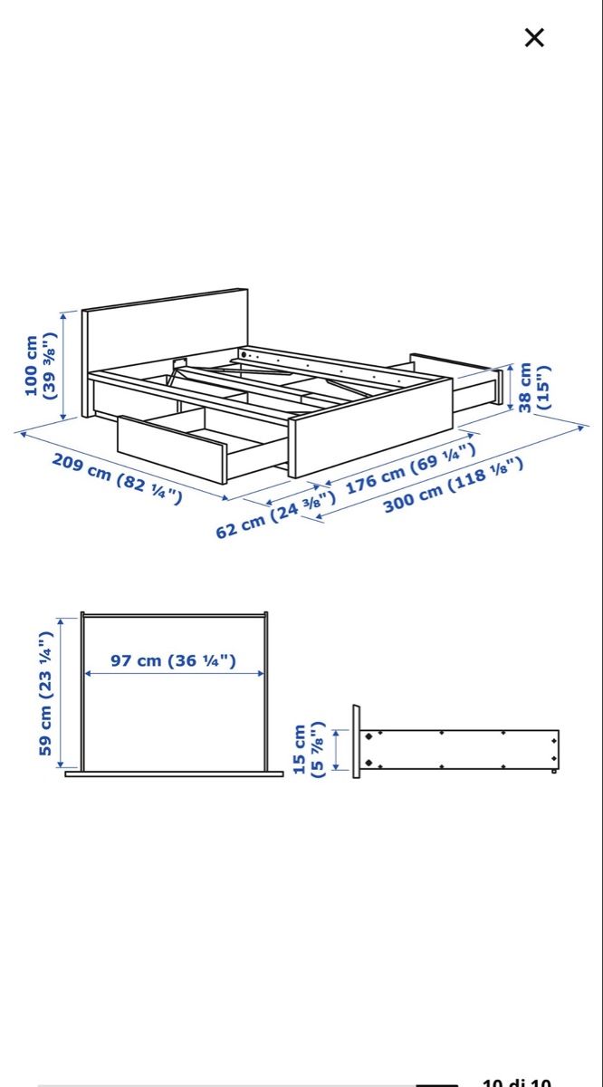 Lits: Double bed with drawers + mattress – D'occasion à Zürich par boc_5bmx