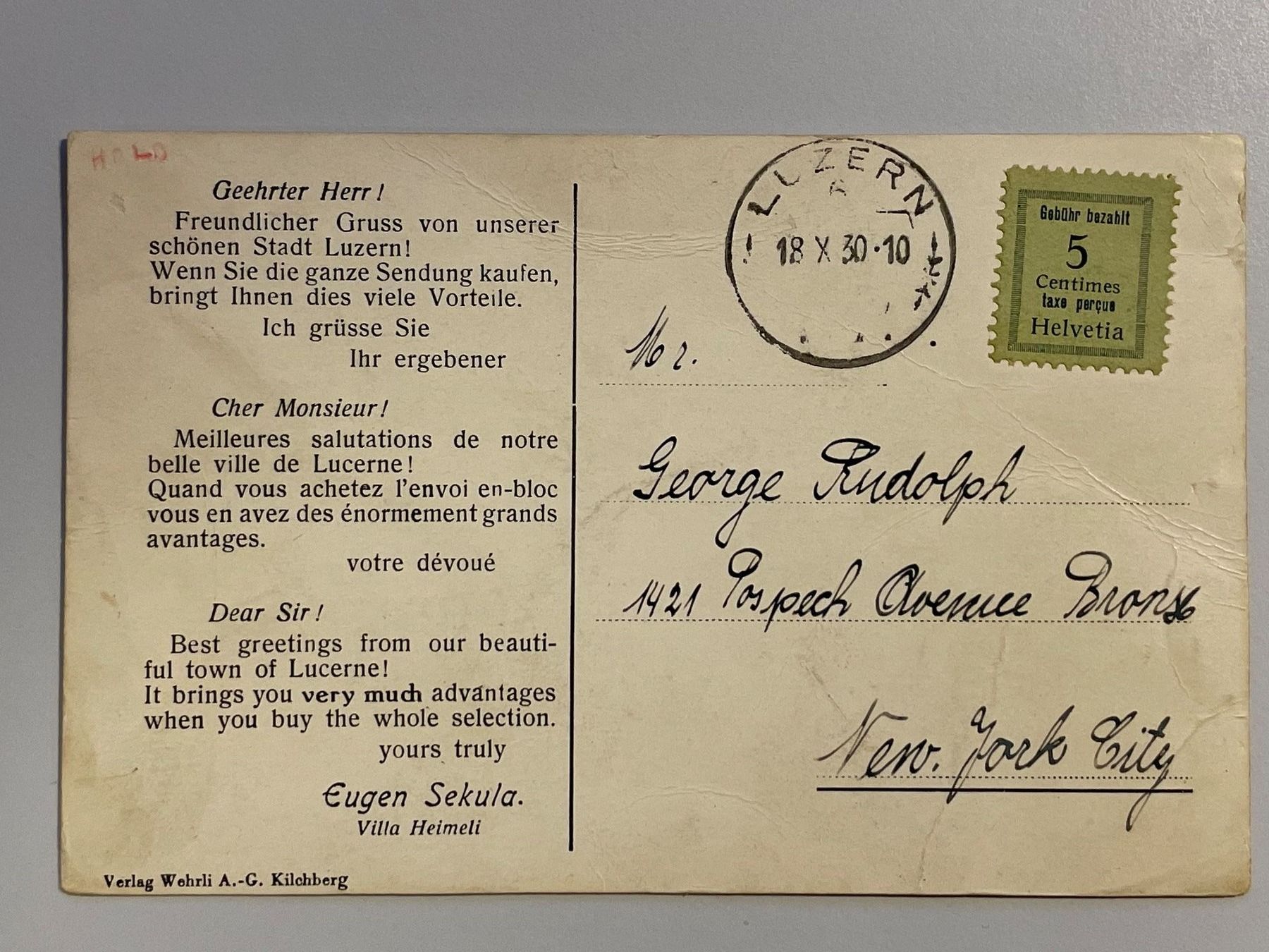 Tutti i francobolli: 1930 Postkarte Luzern – Usato da Küssnacht am Rigi venduto da mic_xr8d
