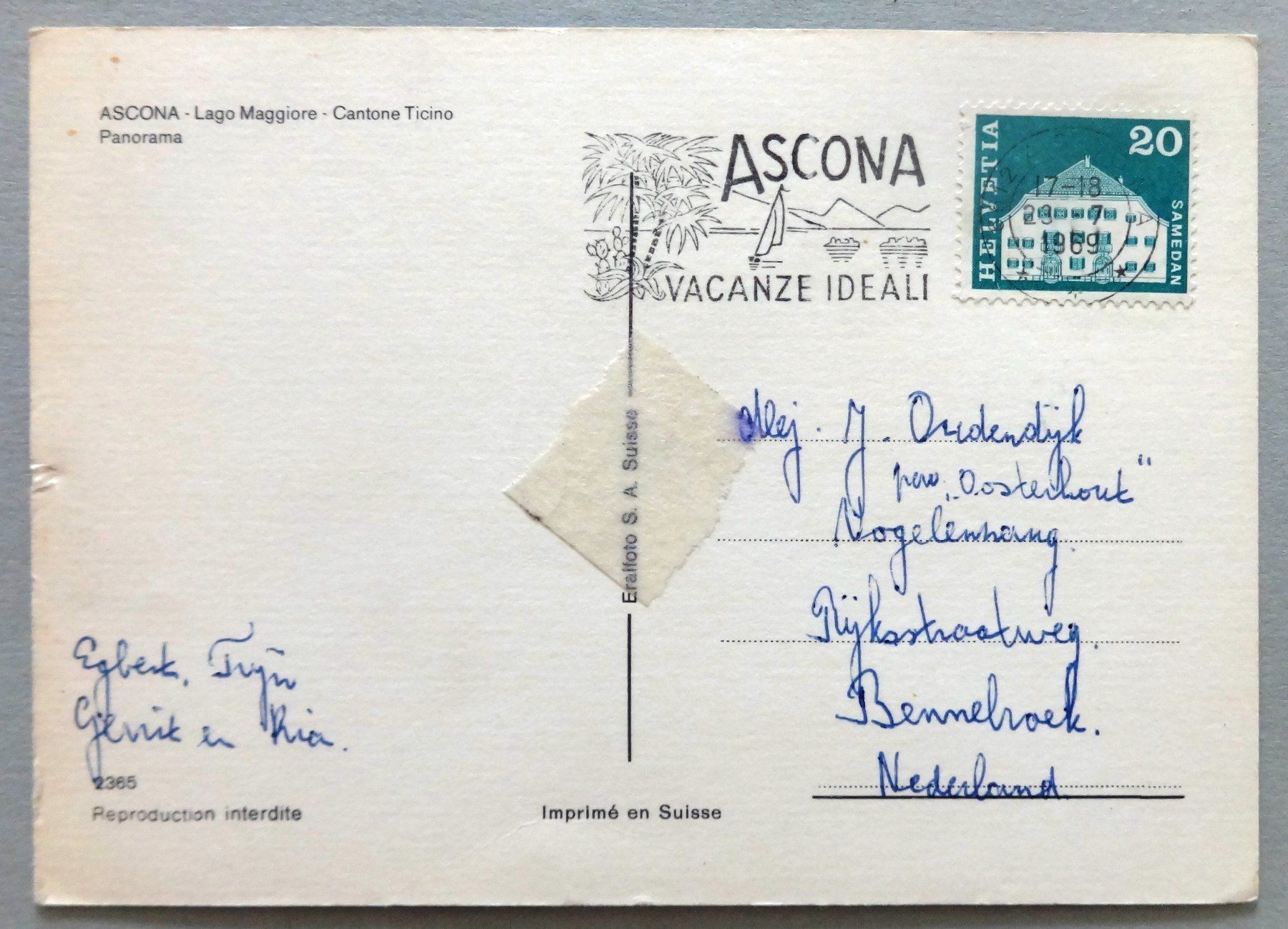Ansichtskarten: Ascona (Lago Maggiore) - Panorama – Defekt aus Fétigny von Billy2miny 1