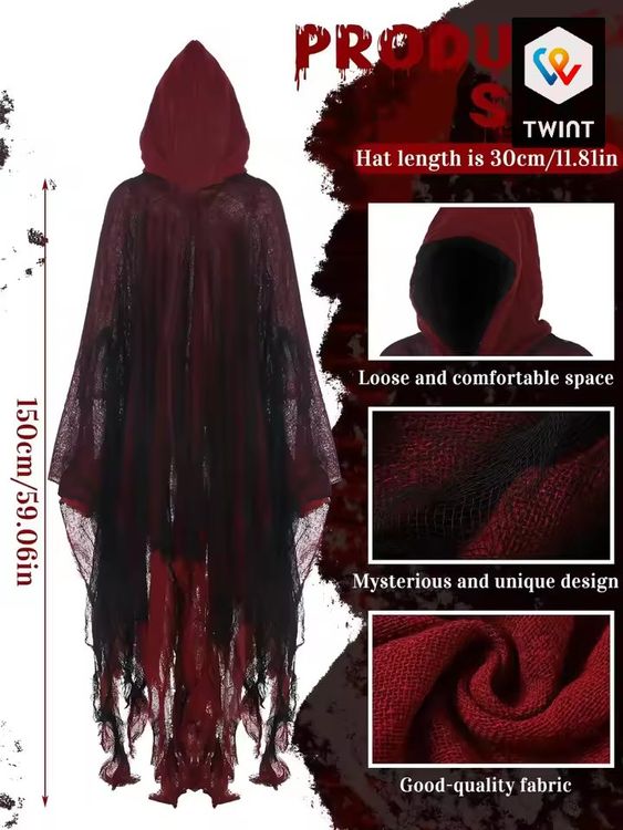 Cape De Sorcier Halloween Enfant Avec Chapeau - Taille 72 Cm, Polyester - Déguisement Cosplay Garçon Fille 3 à 12 Ans