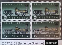MA213) 277.2.01 Abart fehlende Speiche im 4-Block postfrisch