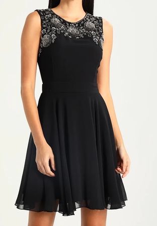 Schwarzer Kleid Lace & Beads bestickt Grösse S Abendkleid