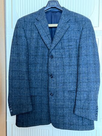 Harris Tweed Herren Carl Gross kariert blau Hand Hoven