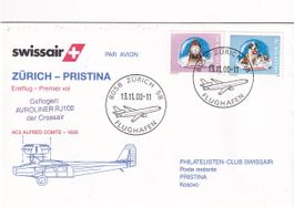 Erstflug Swissair Zürich - Pristina (Kosovo) 2000