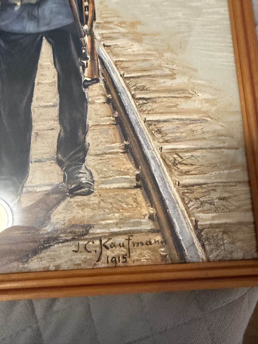 Dipinti: Tableau soldat chemin de fer J.C. Kaufmann 1915  – Usato da Tolochenaz venduto da adr_dj58 2