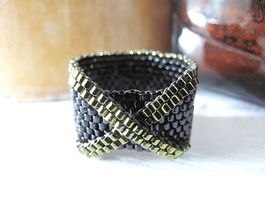 🟢 bague en perles de verre miyuki - Handmade Ring NEU / 59