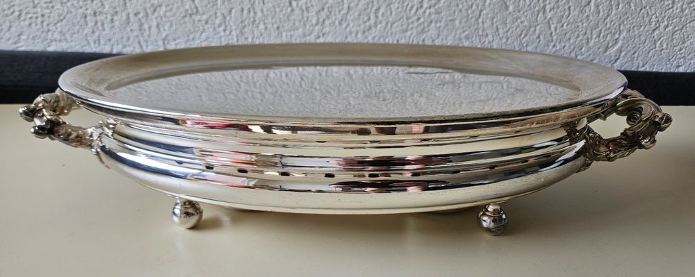 Chauffe-plat à Bougie En Métal Argenté – C. Balaine Paris – Vintage France