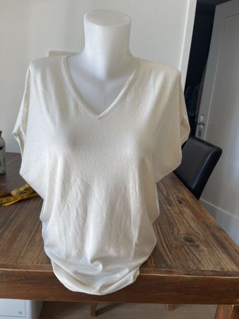 Pull Eric Bompard cachemire soie blanc cassé T. Unique bon e