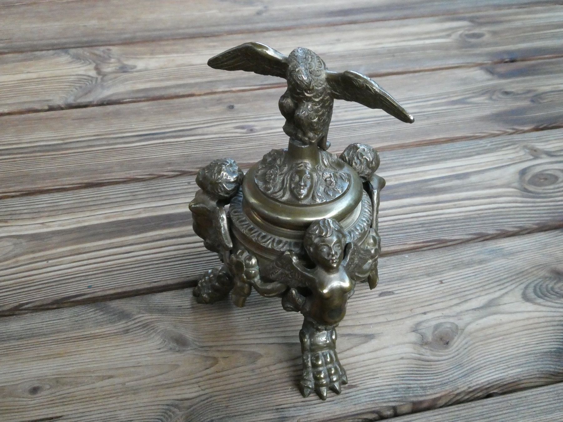Skulpturen & Statuen: antikes Tintenfass, Tintengefäss schwerer Bronzeguss – Gebraucht aus Lüchingen von  5
